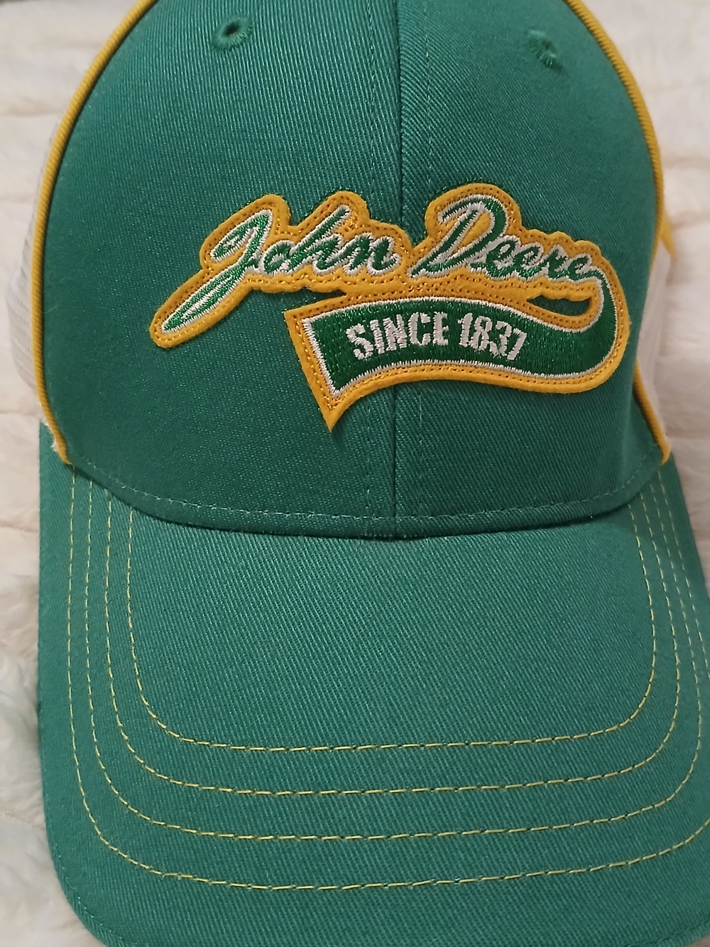 John Deere Green and Yellow Embroidered Logo Cap Vintage EUC Collectors